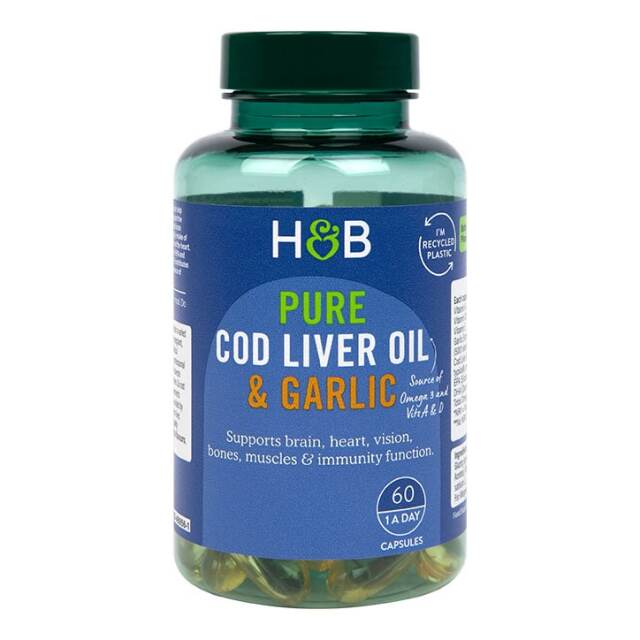 Holland & Barrett Pure Cod Liver Oil & Garlic 60 Capsules - 1