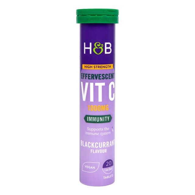 Holland & Barrett Vitamin C Blackcurrant 1000mg 20 Effervescent Tablets - 1