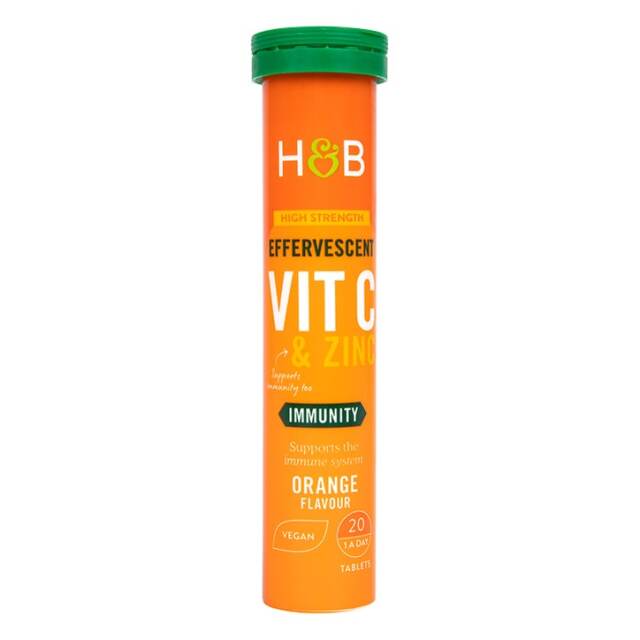 Holland & Barrett High Strength Effervescent Vit C & Zinc Orange Flavour 20 Tablets - 1