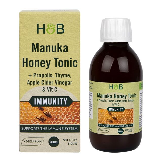 Holland & Barrett Manuka Honey Tonic + Propolis, Thyme, Apple Cider Vinegar, Vit C & Zinc 200ml Liquid - 1